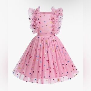 3-4 T Boutique Pink Polka Dot Ruffle Dress